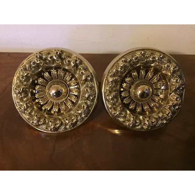 Antique 19th Century American Federal Empire Gilt Spun Brass Drapery Tie Backs - A Pair For Sale - Image 10 of 11