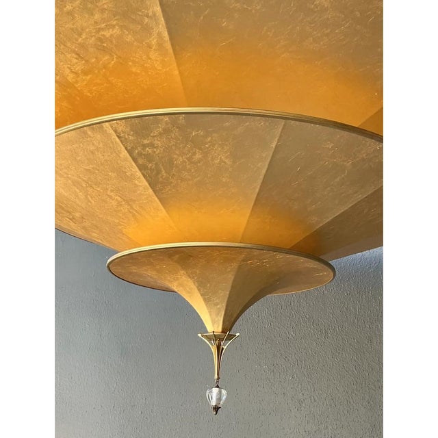 Vintage Italian Fortuny “Icaro” ThreeTiered Gold Fiber Chandelier For Sale - Image 9 of 12