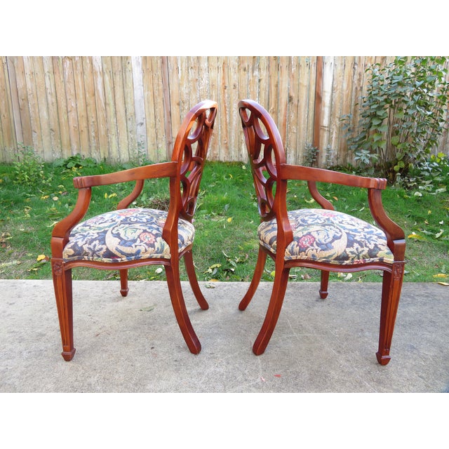 Vintage Hickory Chair Co Mahogany Spider Back Captain's Side Chair Pair For Sale - Image 13 of 16