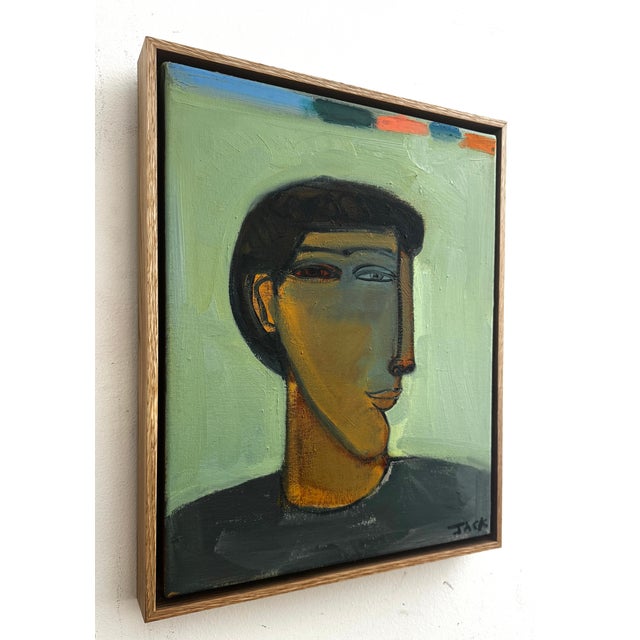 Portraiture "Man in Gray", Original Painting by Rebecca Jack (Framed) For Sale - Image 3 of 7