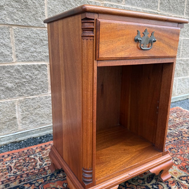 Vintage Kling Furniture Chippendale Solid Mahogany Nightstand With Drawer and Open Cabinet For Sale In Philadelphia - Image 6 of 16