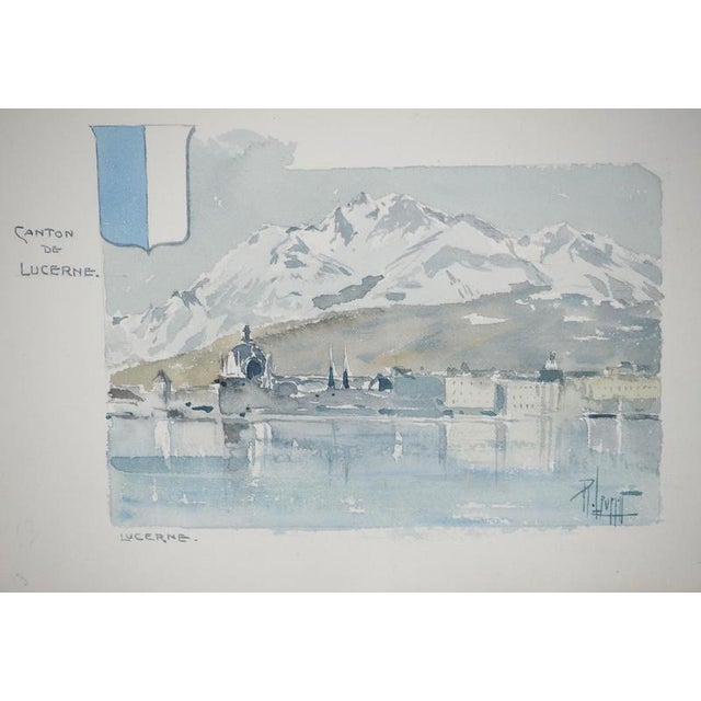 René Leverd, Switzerland, Mont Blanc from Lucerne, Watercolor For Sale - Image 9 of 11