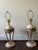 Neoclassical Pair of Neoclassical Travertine, Cast Iron & Brass Sculptural Lamps, Attributed to Michael Taylor For Sale - Image 3 of 17