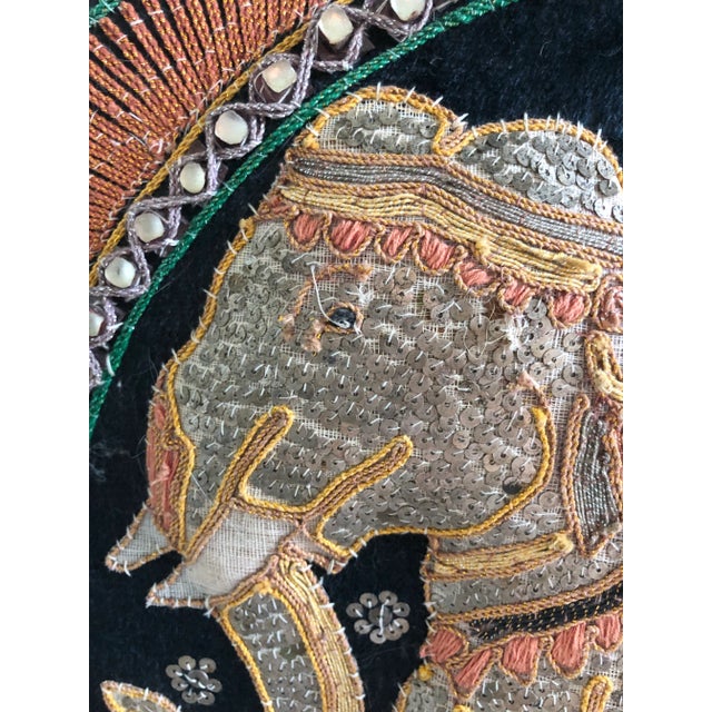 1960s Burmese Elephant Kalaga Tapestry-Framed For Sale - Image 4 of 8