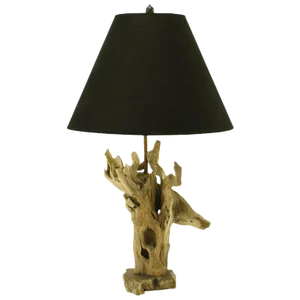 Driftwood Table Lamp With Live Edge Wood Base