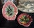 19th century majolica leaf plates, set of two in varying shades of pink and red made in the United States or England. Pink...