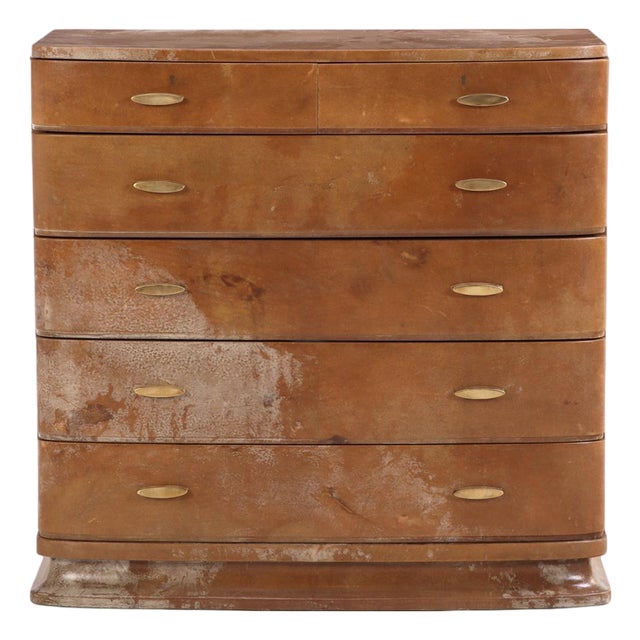 French Art Deco Parchment Covered Dresser, C. 1940. For Sale