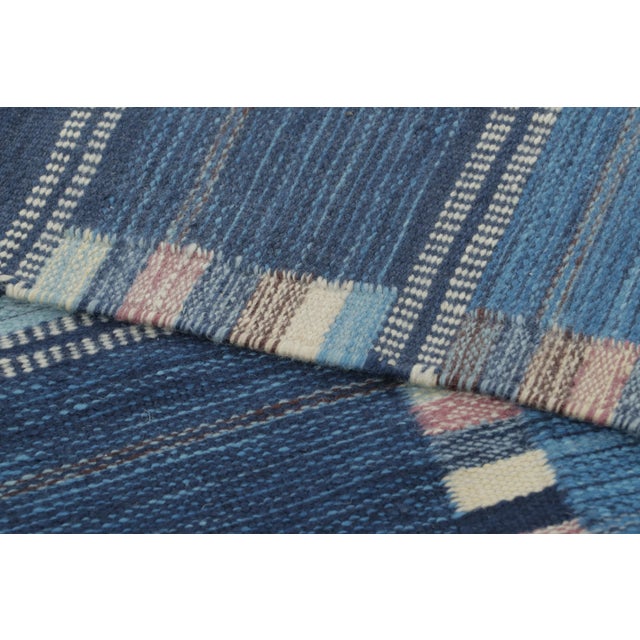 Textile Contemporary Scandinavian Blue Plaid Wool Rug by Rug & Kilim, India For Sale - Image 7 of 7