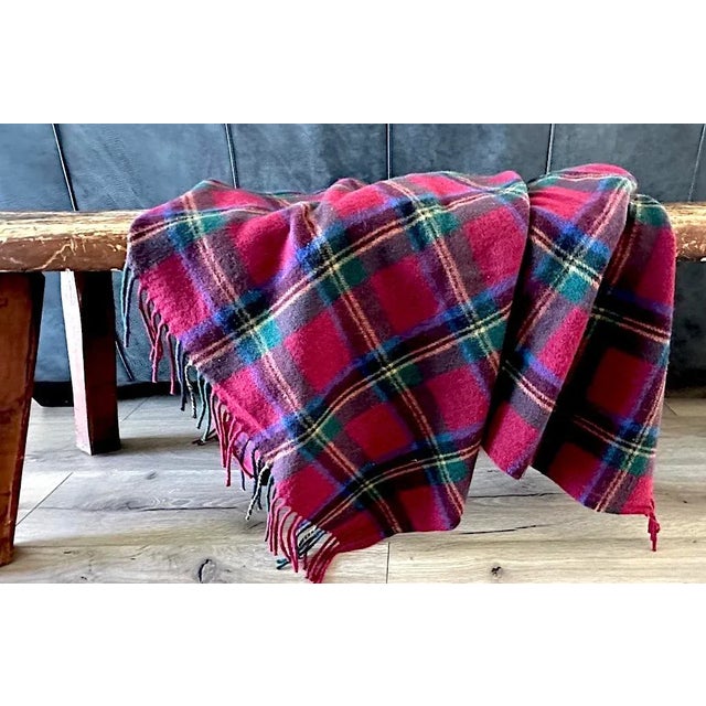 Vintage Ralph Lauren Royal Stewart Plaid Wool Throw Blanket For Sale - Image 9 of 10