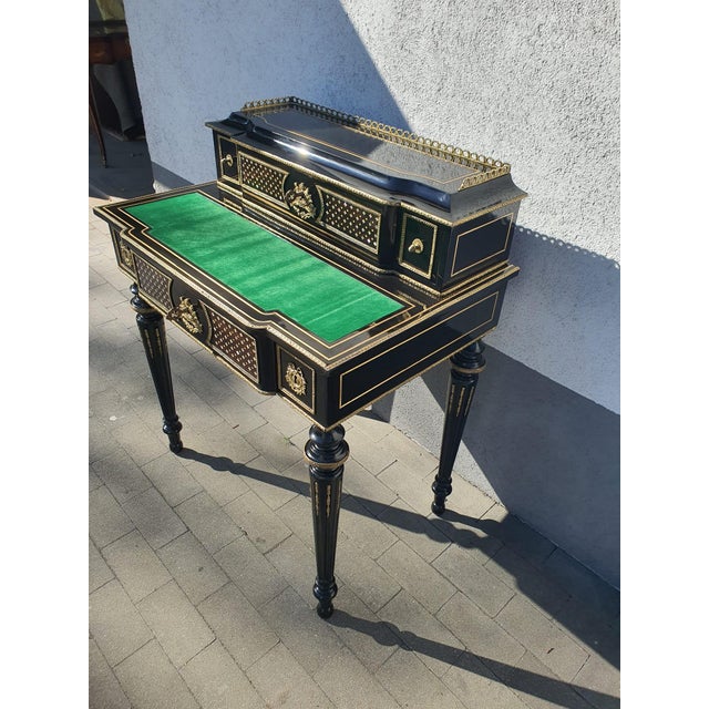 Black Napoleon III Ebonized Ladys Writing Desk, 1860s For Sale - Image 8 of 12