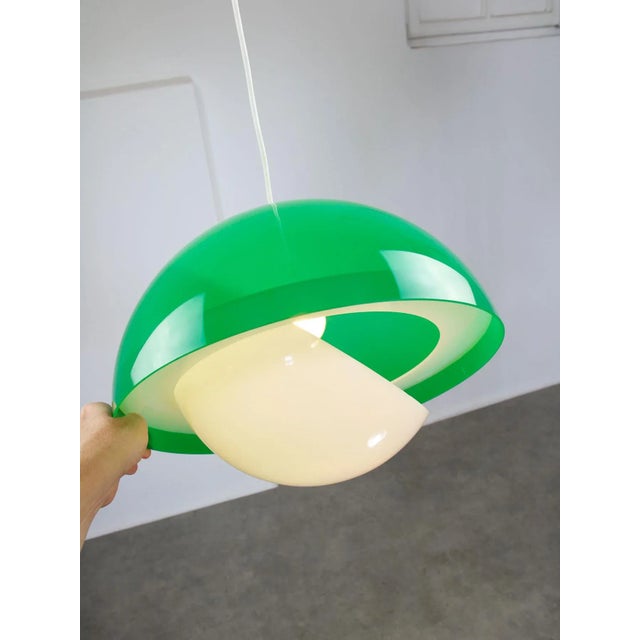 Italian Space Age Pendant in Chrome and Acrylic Glass, 1970s For Sale - Image 11 of 18