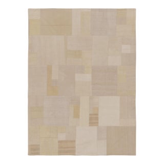 Vintage Turkish Patchwork Rug With Neutral Design in Beige & Gold - Rug & Kilim For Sale