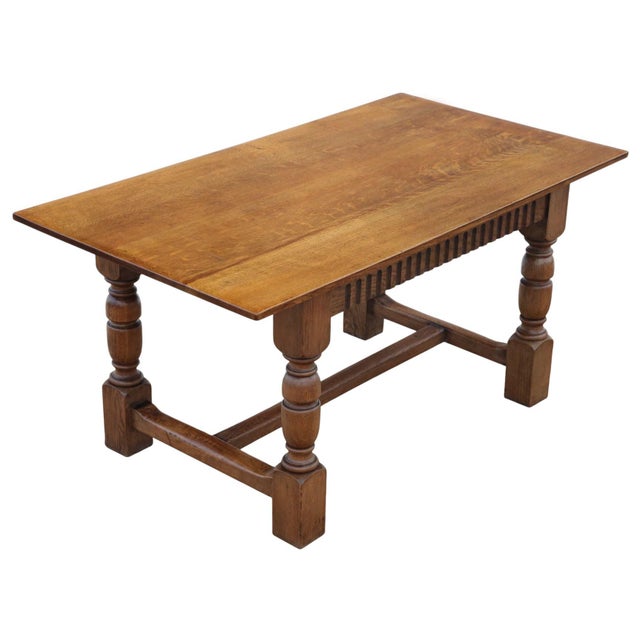 Antique Oak Refectory Kitchen Dining Table, 1890s For Sale - Image 9 of 9
