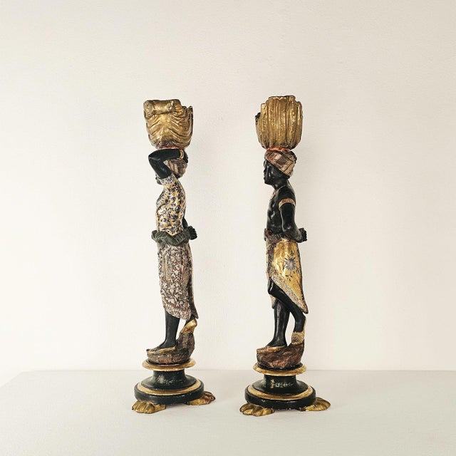 Pair of Venetian Blackamoor Figurines, Italy Circa 1920 For Sale In San Francisco - Image 6 of 14