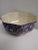 French Country 1950's Stoke on Trent Majolica 8-Sided Blue Floral Lusterware Bowl For Sale - Image 3 of 7