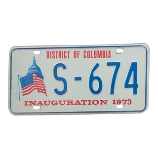 Presidential Inauguration License Plate 1973 For Sale