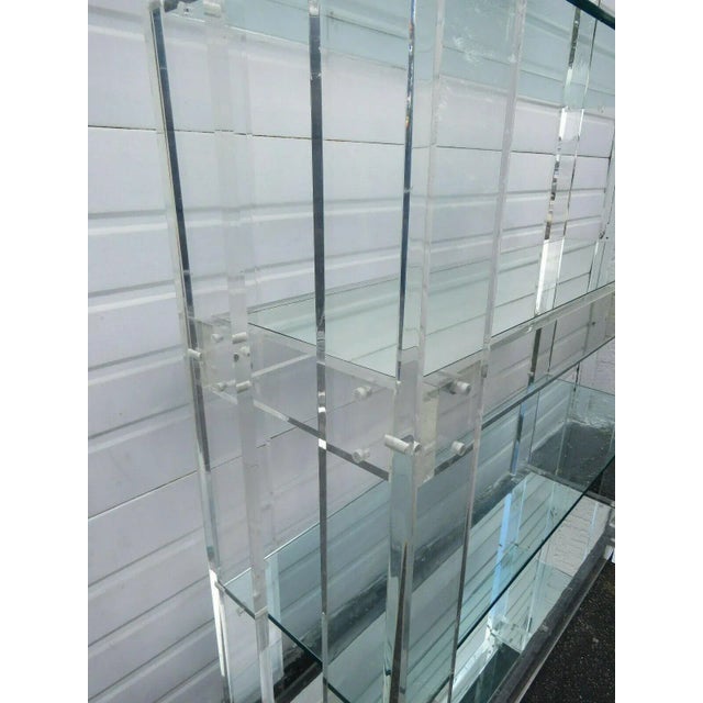 Hollywood Regency Mid Century Lucitend Glass Large Display Cabinet For Sale In Miami - Image 6 of 11