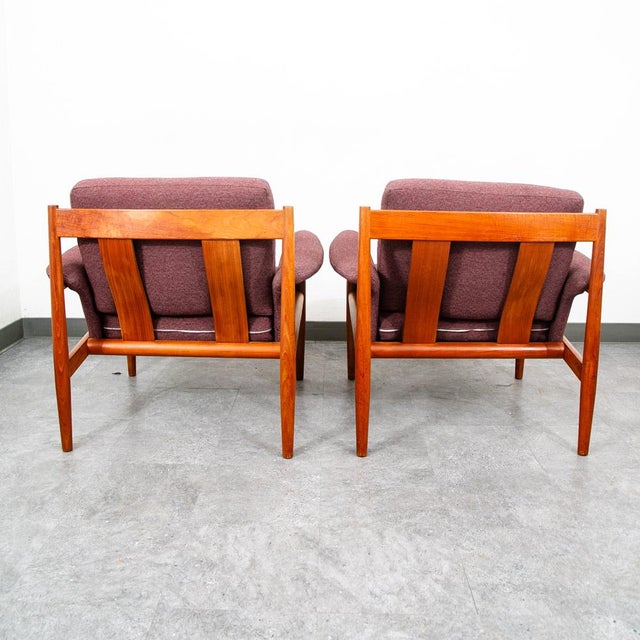 France & Son 1960s Mid Century Danish Modern Lounge Chairs Set Grete Jalk France Sons Purple Teak For Sale - Image 4 of 12