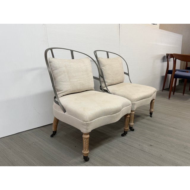 French Restoration Hardware Couturier’s Chairs, Pair For Sale - Image 3 of 12