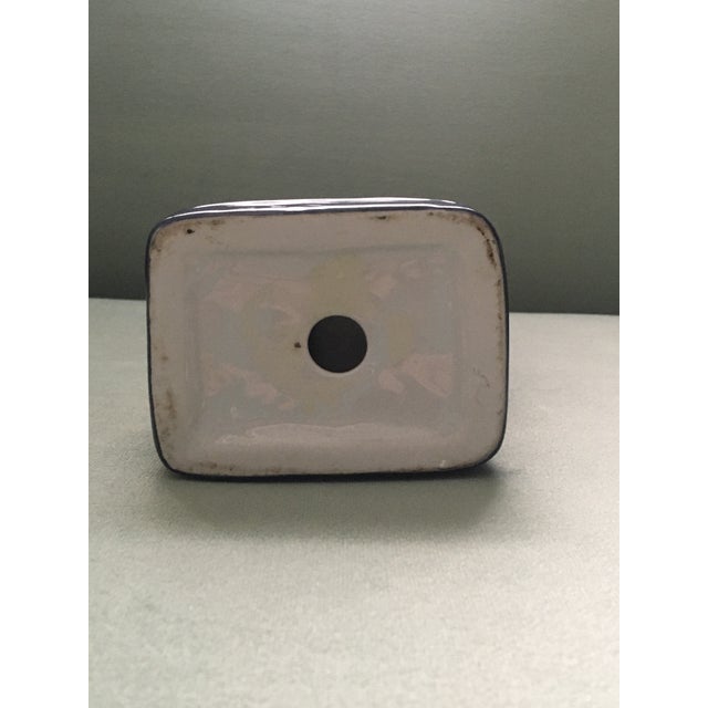 Vintage Mid 20th Century Blue & White Floral China Dog For Sale - Image 4 of 9