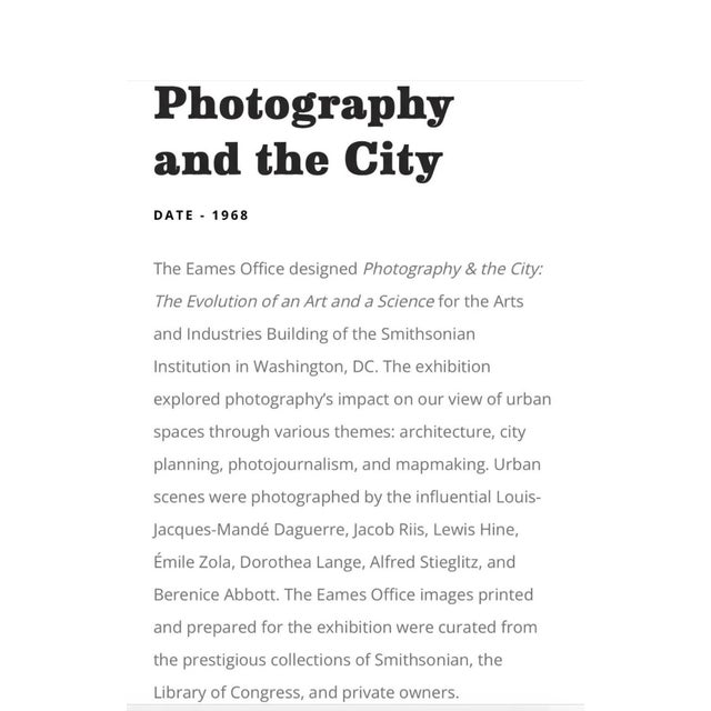 Mid-Century Modern 1968 Hand Signed by Charles Eames Poster Photography and the City Smithsonian For Sale - Image 3 of 5