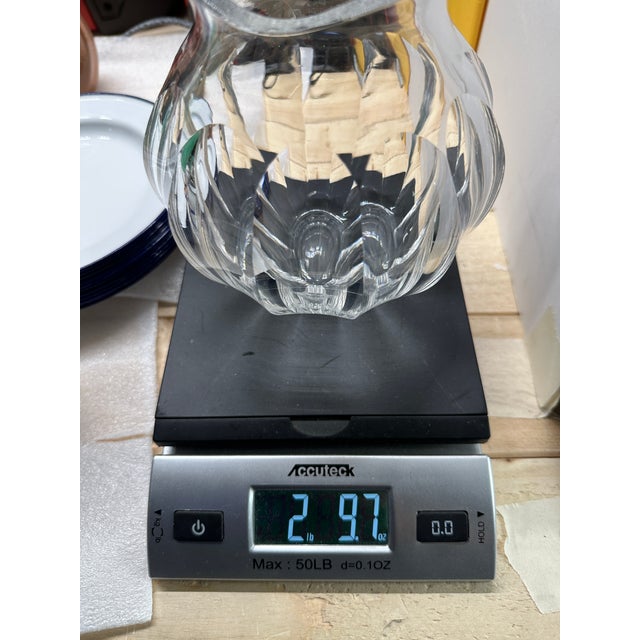 Late 20th Century Crystal Vase, Ruffled Rim With Spiral Swirl Cut Pattern For Sale - Image 9 of 11