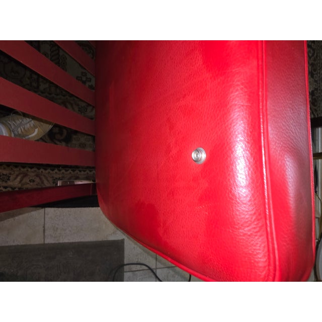 Attributed Knoll Barcelona Chair & Matching Ottoman – Early 1960s Chrome Frame, Custom Red Leather, Laurel Canyon Provenance For Sale - Image 10 of 15