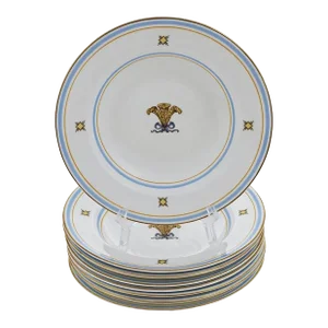 Early 20th Century Minton Prince of Wales Heraldic Soup Bowls Art Deco Period - Set of 8