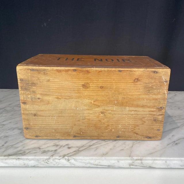 Antique French Tea Box Faux Painted the Noir Large Decorative Box For Sale - Image 9 of 9
