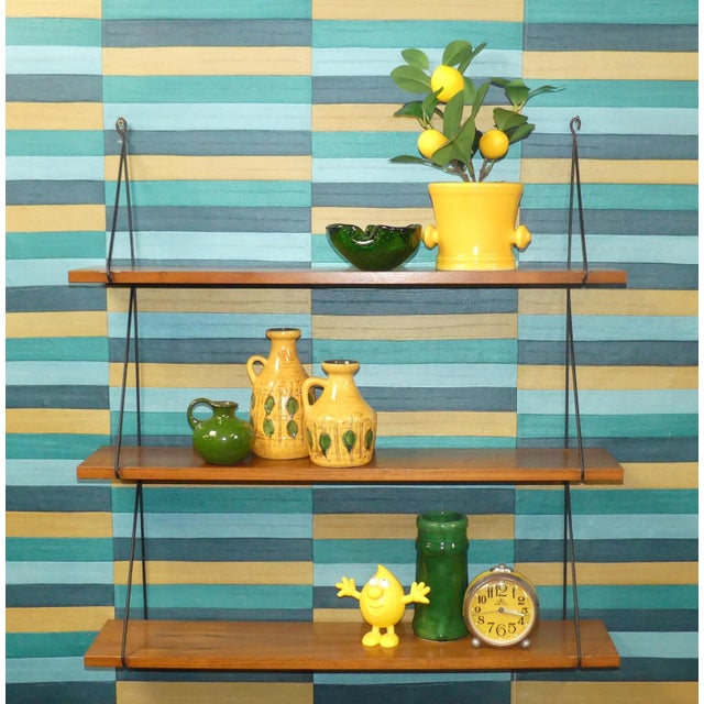 Mid-Century Modern Small Vintage String Shelf in Walnut, 1960s For Sale - Image 3 of 13