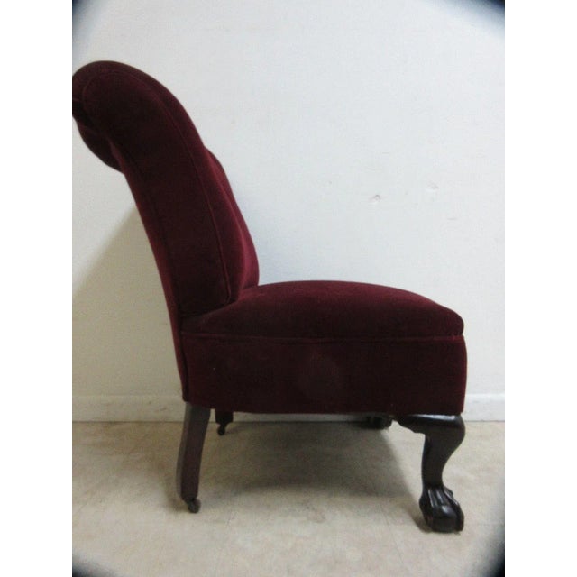Vintage Chippendale Ball & Claw Mohair Club Chair For Sale - Image 4 of 9