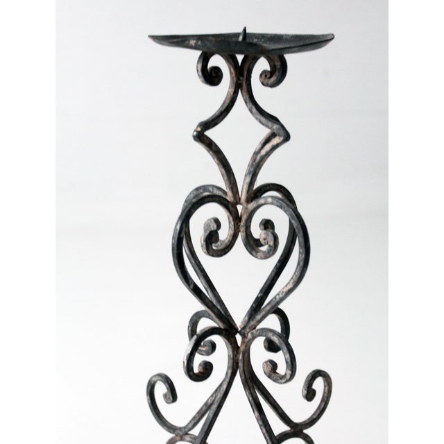 Vintage Scrollwork Iron Candle Stand For Sale - Image 14 of 17