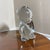 vintage clear art glass owl figurine/paperweight featuring a minimalist Mid-Century Modern design with smooth contours,...