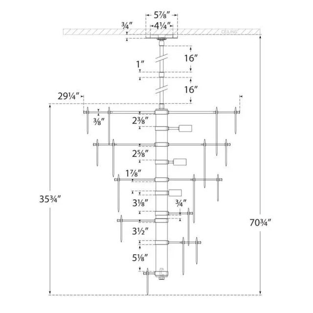 Modern AERIN for Visual Comfort Signature Loire Cascading Chandelier in Polished Nickel with White Strie Glass For Sale - Image 3 of 3