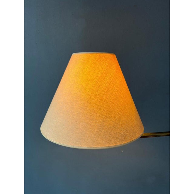 Golden Hollywood Regency Swing Arm Wall Lamp with Beige Shade For Sale - Image 5 of 11