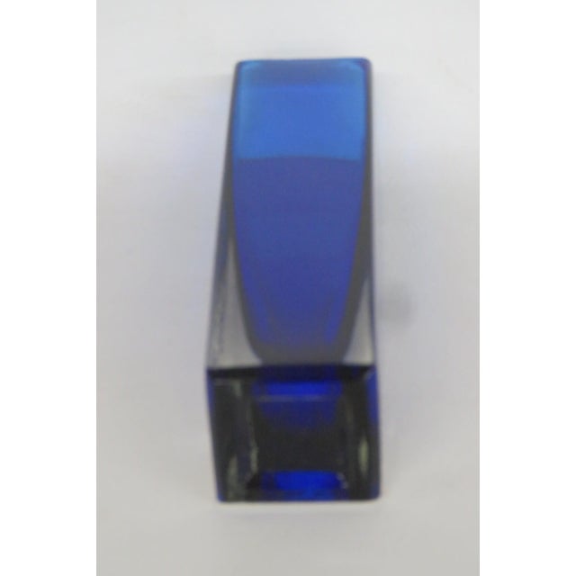 Cobalt Blue Glass Bud Vase Mid Century Modern Rectangular Murano Style 4922b For Sale - Image 12 of 12