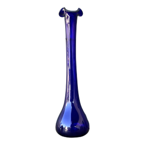 Vintage Tall Glass Ruffle Vase