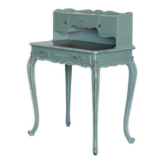 1960's French Style Light Green Secretary Desk For Sale