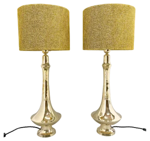 Tall Brass Table Lamps, 1950s, Set of 2