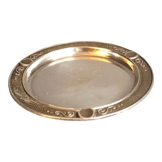 Antique Bezalel Jerusalem Sterling Silver Kiddush Cup Saucer Plate Judaica 925 For Sale