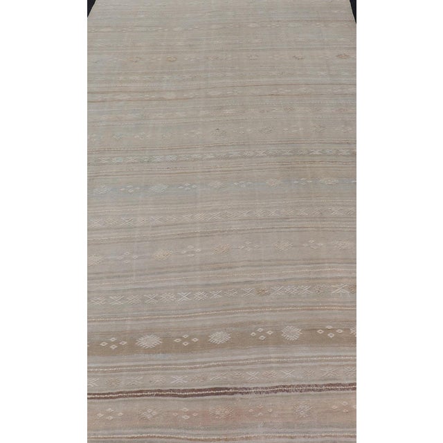 Measures: 6'0 x 11'0 Vintage Turkish Kilim Rug With Soft Beige and Pastel Accents 6'0 x 11'0. Keivan Woven Arts / Rug /...