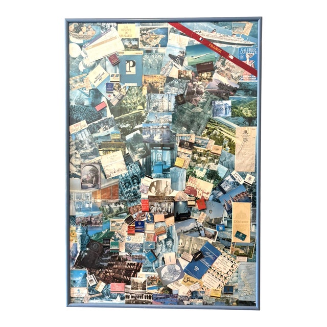 Vintage 1970s European Grand Tour Travel Ephemera Collage Mix Media Art For Sale