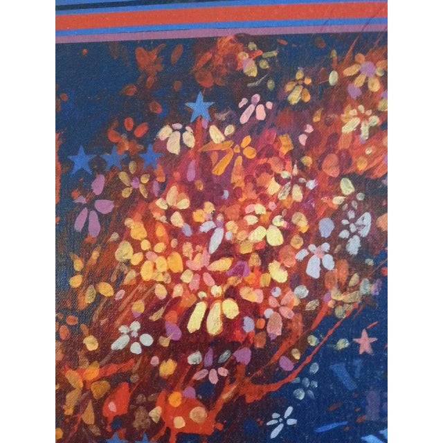Textile Venus and Stars 49" Oil Painting 1970s For Sale - Image 7 of 13
