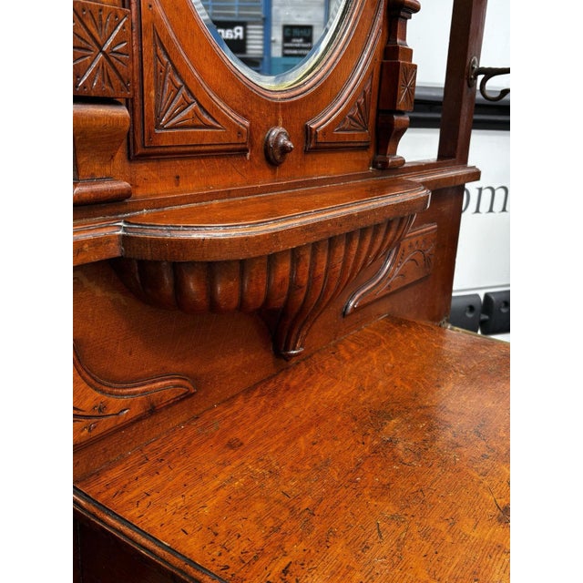 Edwardian Light Oak Hall Stand with Mirror For Sale - Image 10 of 18