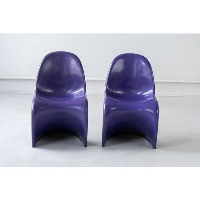 Danish Modern Violet Chairs by Verner Panton for Vitra, 1970s, Set of 5 For Sale - Image 6 of 13