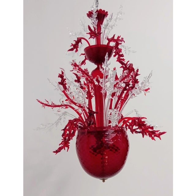 Red Murano Glass Chandelier, 1990s For Sale - Image 6 of 12