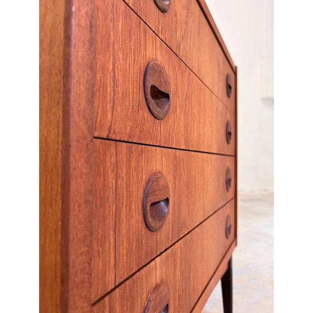 Brown Danish Teak Chest of Drawers with Round Recessed Handles For Sale - Image 8 of 11