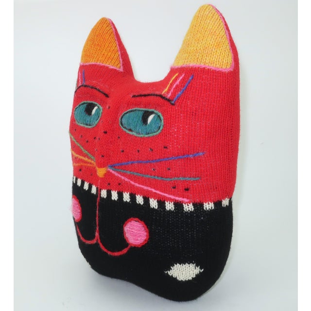 Wool Postmodern Cat Pillow, 1980's For Sale - Image 4 of 12