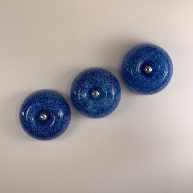 Gae Aulenti Murano Glass Neverrino Ceiling Lights attributed to Gae Aulenti for Vistosi, 1970s, Set of 3 For Sale - Image 4 of 18