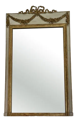 Large Antique Victorian Quality Giltwood & White Painted Overmantle Mirror